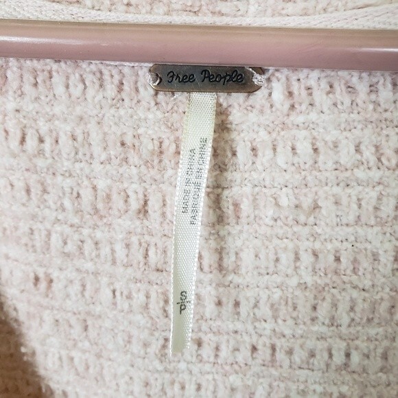 Free People Oversized Baby Pink Knit Tunic Laced Cotton Sweater Dress Size Small - Picture 7 of 11